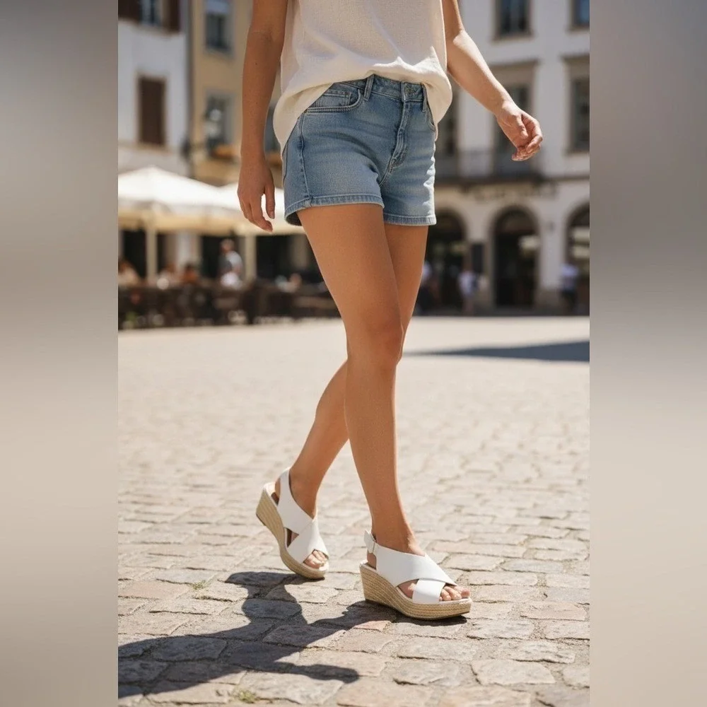 VICKI VICKI Platform Espadrille Wedge Sandals Size 10 White Summer Boho‎ New